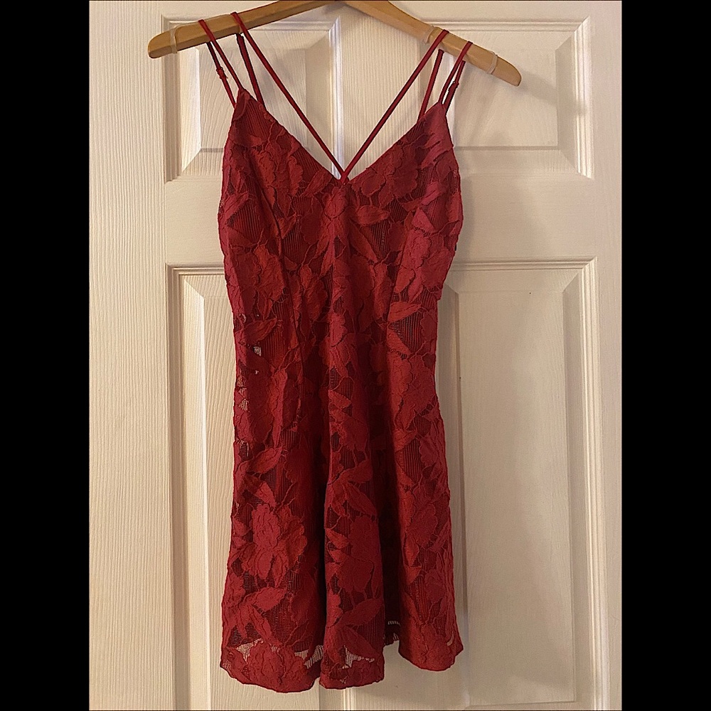 Red Lace Strappy Dress, Forever 21, Like New, Small
